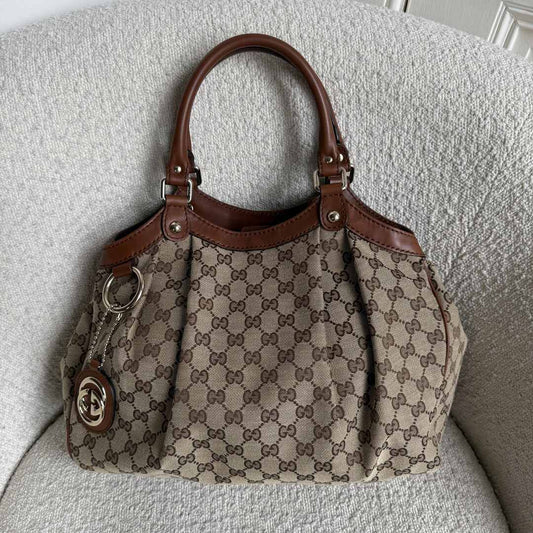 Gucci GG Canvas Sukey Brown Tote Bag