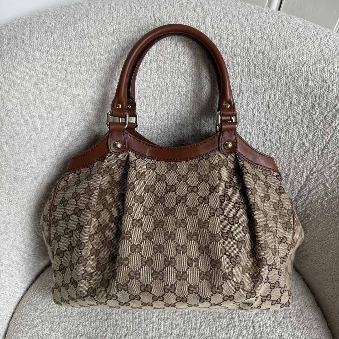 Gucci GG Canvas Sukey Brown Tote Bag