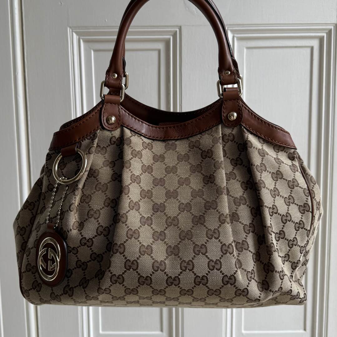 Gucci GG Canvas Sukey Brown Tote Bag