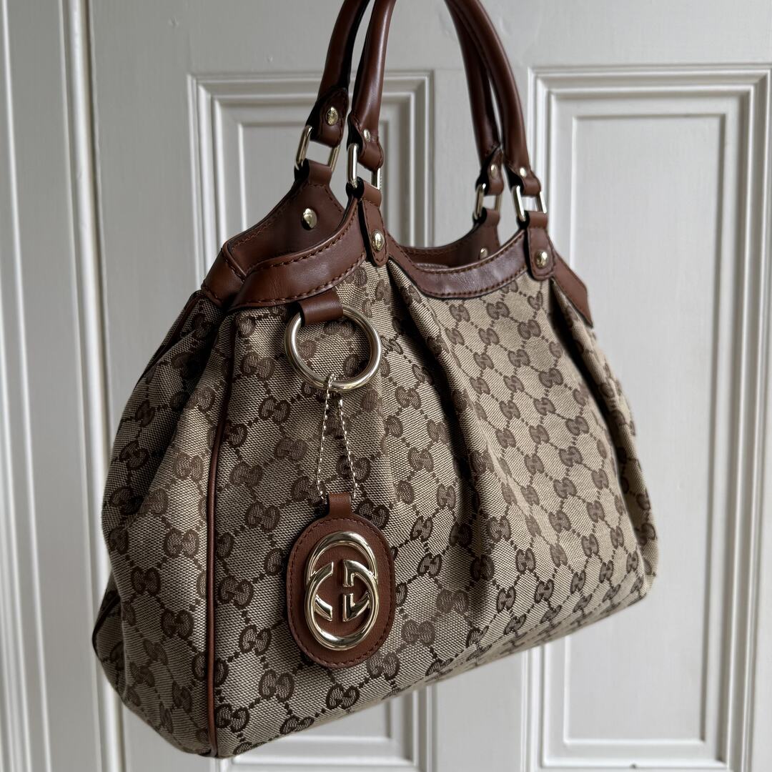 Gucci GG Canvas Sukey Brown Tote Bag
