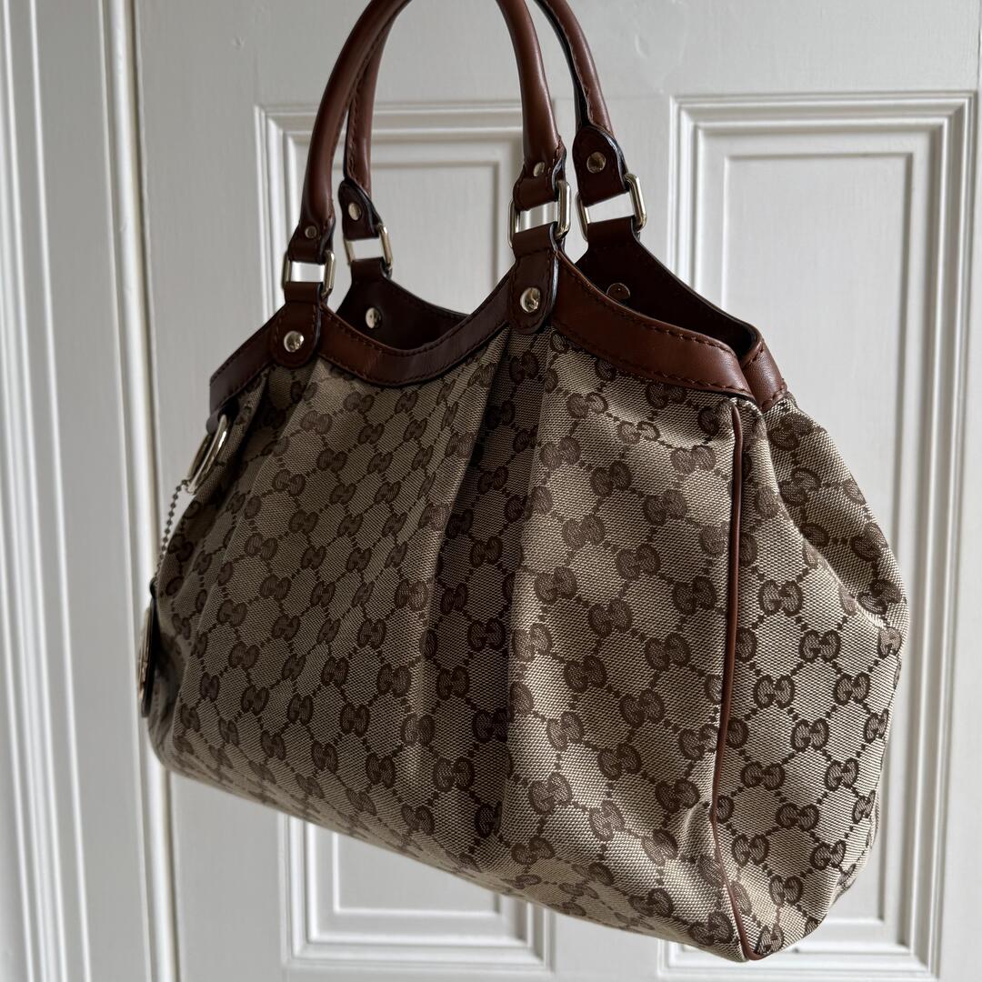 Gucci GG Canvas Sukey Brown Tote Bag