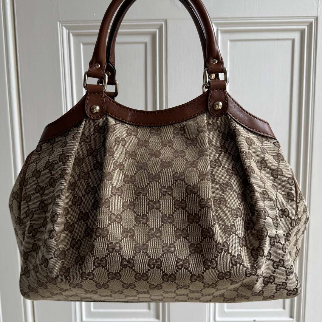 Gucci GG Canvas Sukey Brown Tote Bag
