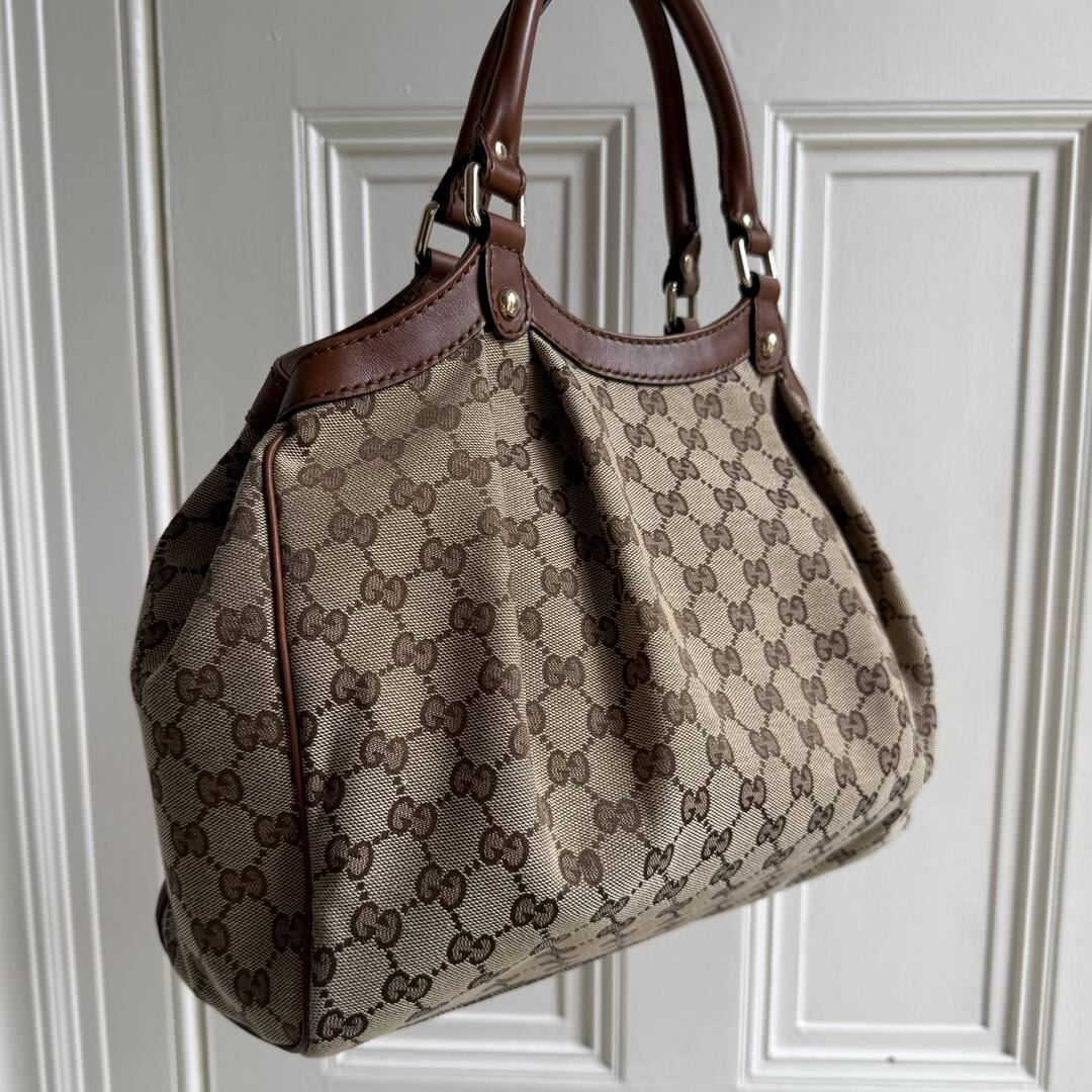 Gucci GG Canvas Sukey Brown Tote Bag