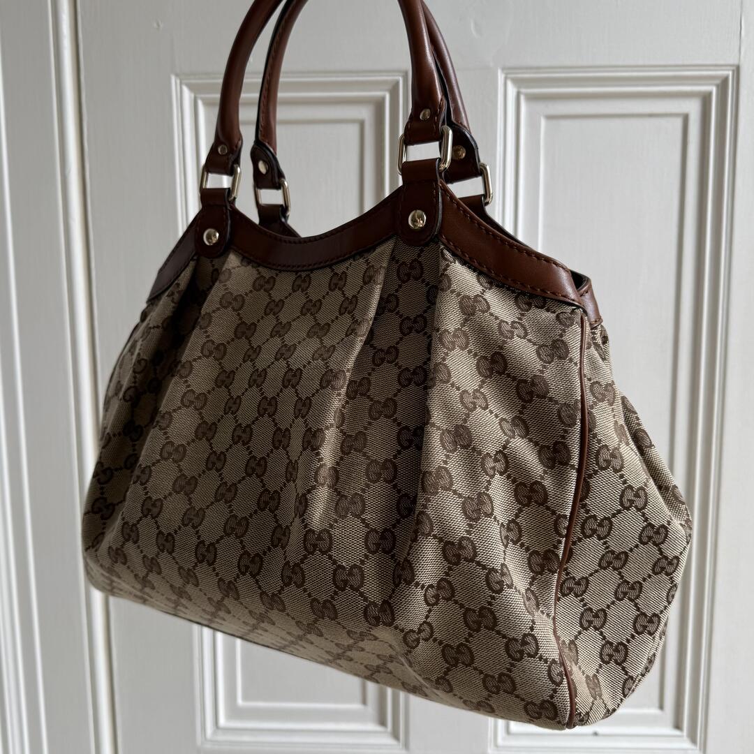 Gucci GG Canvas Sukey Brown Tote Bag