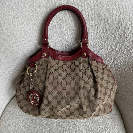 Gucci GG Canvas Sukey Red Tote Bag