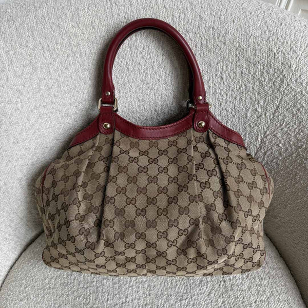 Gucci GG Canvas Sukey Red Tote Bag