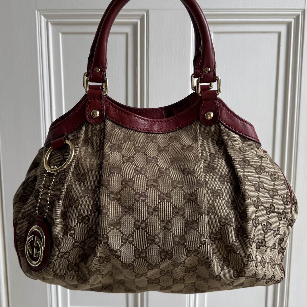 Gucci GG Canvas Sukey Red Tote Bag