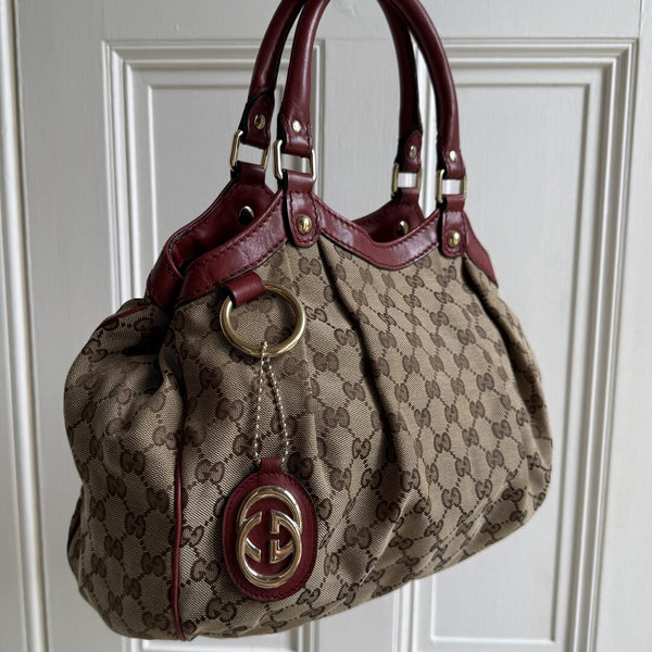 Gucci GG Canvas Sukey Red Tote Bag