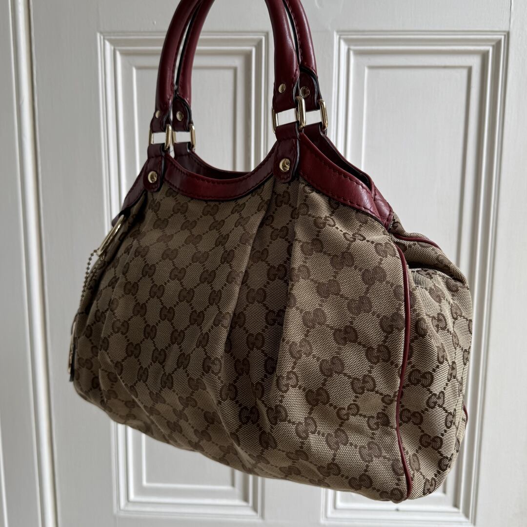Gucci GG Canvas Sukey Red Tote Bag