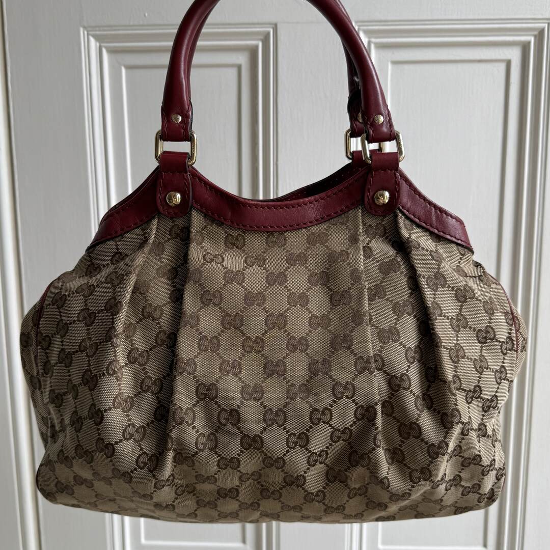 Gucci GG Canvas Sukey Red Tote Bag