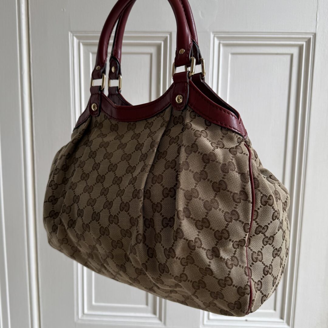 Gucci GG Canvas Sukey Red Tote Bag