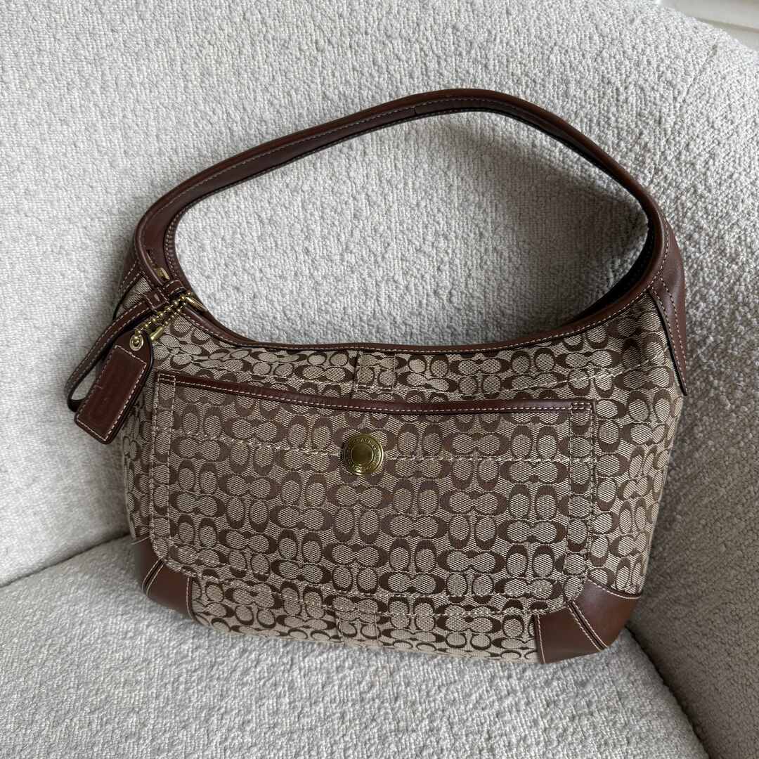 Coach Mini Signature Brown Hobo Shoulder Bag