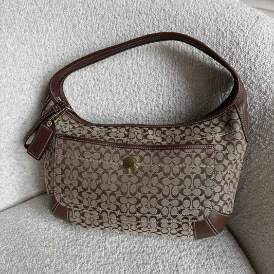 Coach Mini Signature Brown Hobo Shoulder Bag