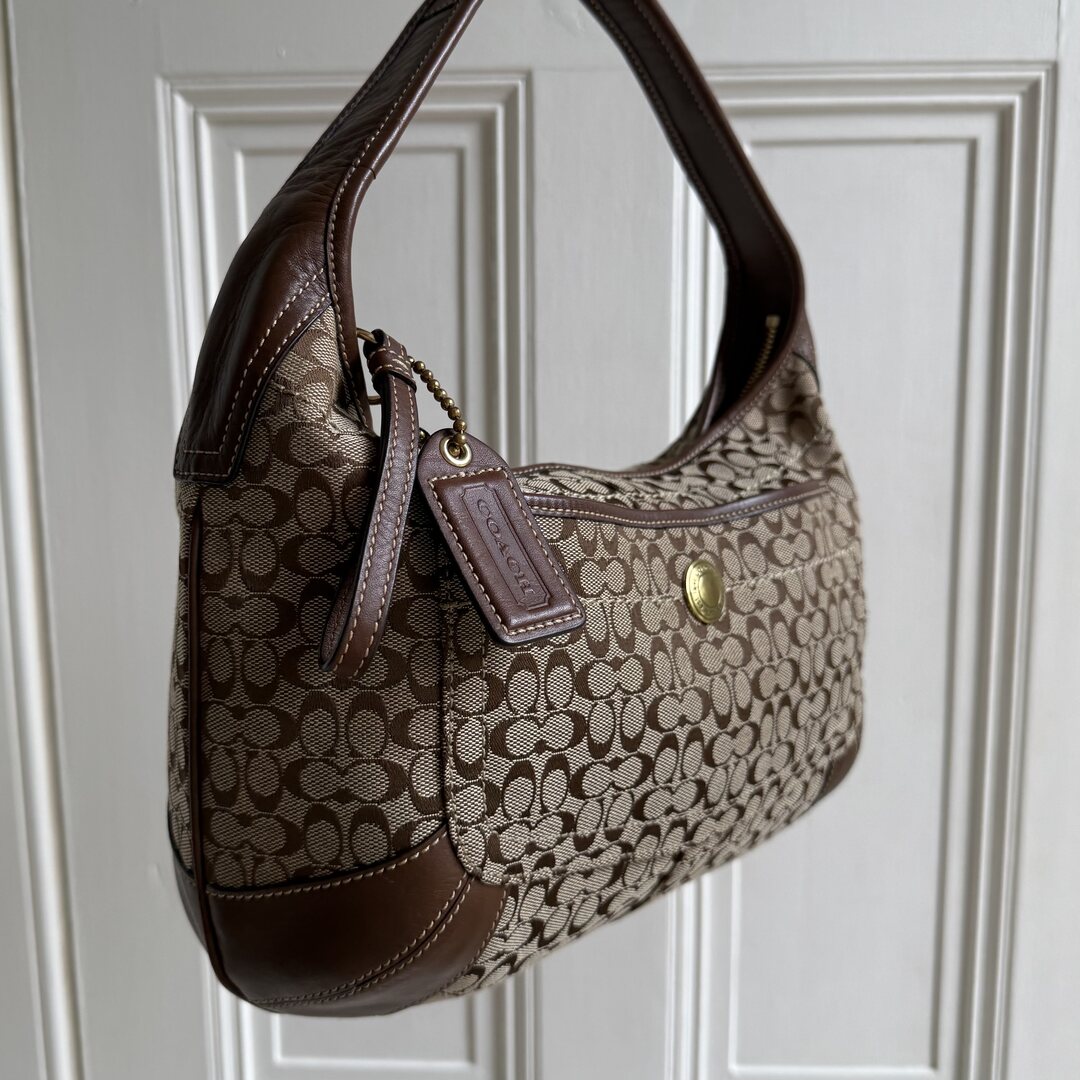 Coach Mini Signature Brown Hobo Shoulder Bag
