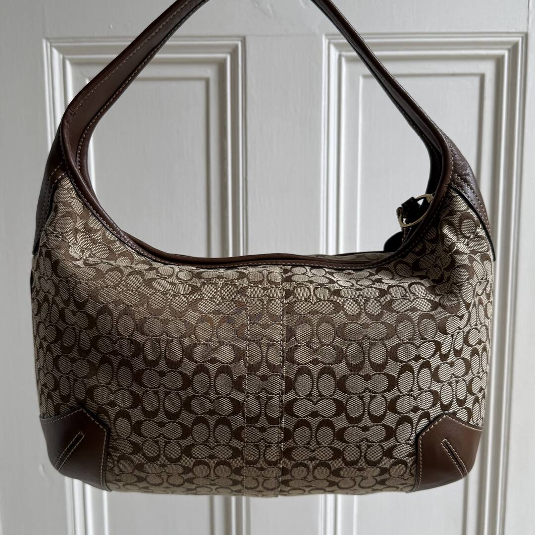 Coach Mini Signature Brown Hobo Shoulder Bag