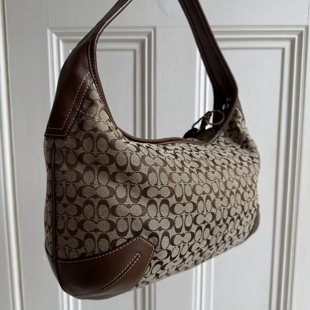 Coach Mini Signature Brown Hobo Shoulder Bag