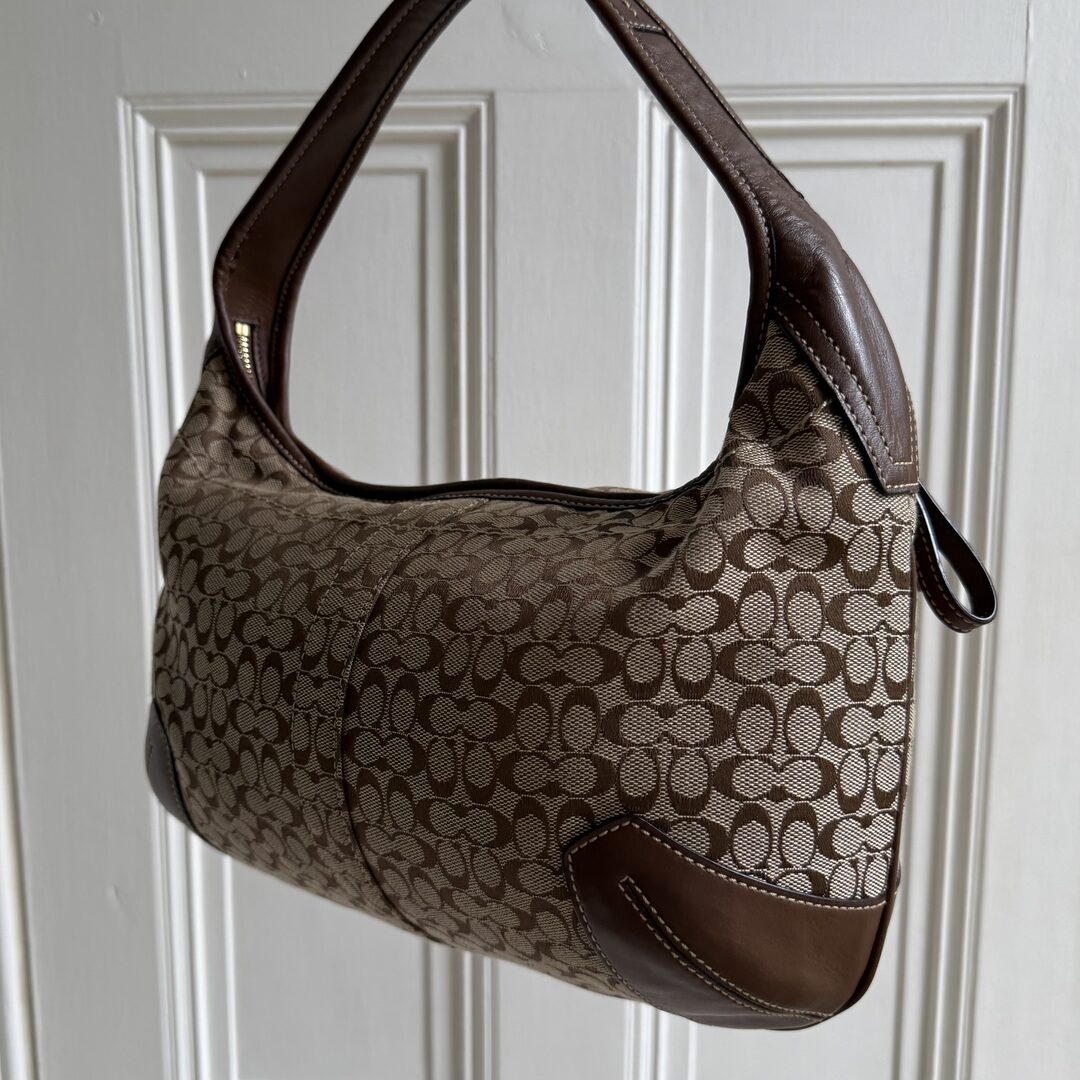 Coach Mini Signature Brown Hobo Shoulder Bag