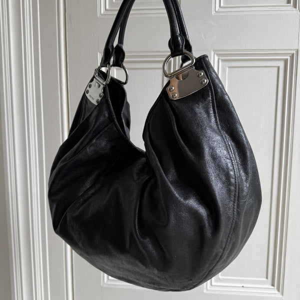 Miu Miu Black Leather Hobo Shoulder Bag