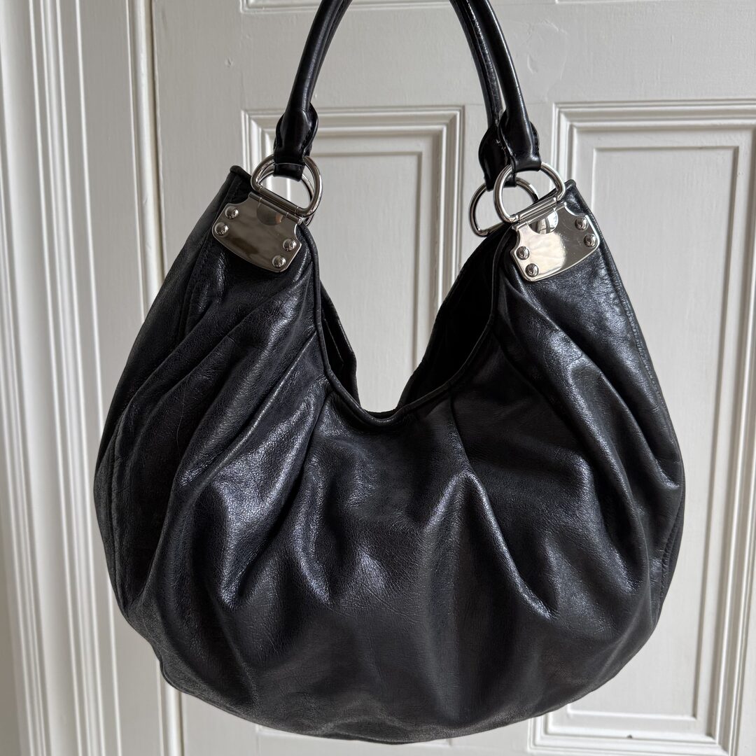 Miu Miu Black Leather Hobo Shoulder Bag