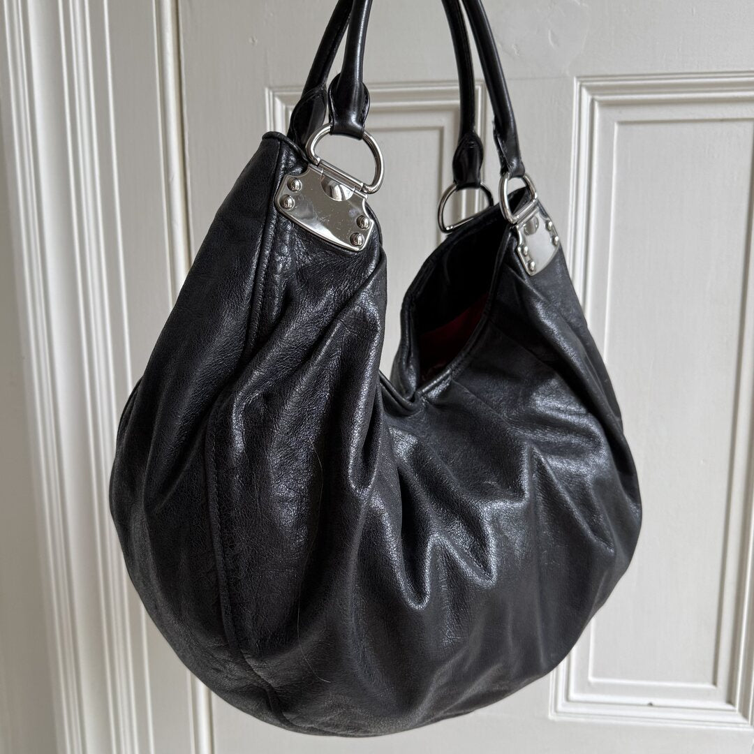 Miu Miu Black Leather Hobo Shoulder Bag