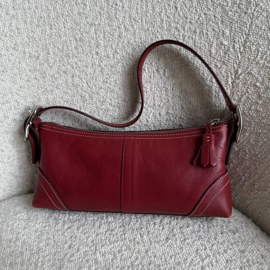 Coach Baguette Red Leather Shoulder Bag