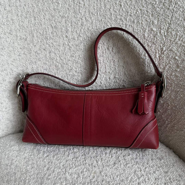 Coach Baguette Red Leather Shoulder Bag