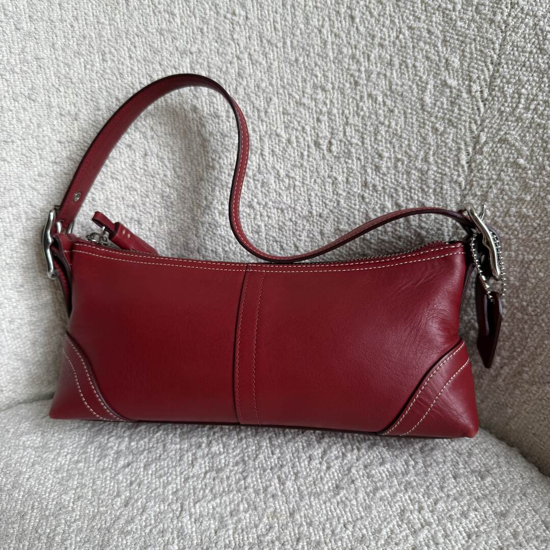 Coach Baguette Red Leather Shoulder Bag