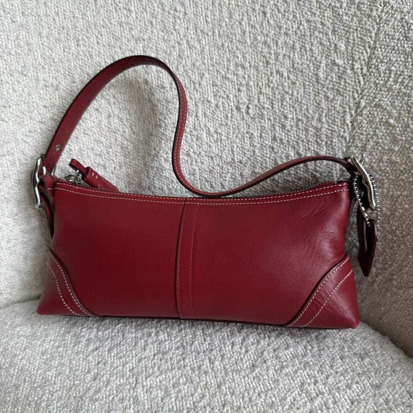 Coach Baguette Red Leather Shoulder Bag