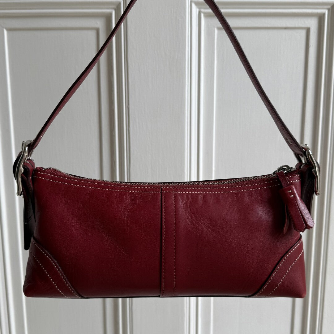 Coach Baguette Red Leather Shoulder Bag