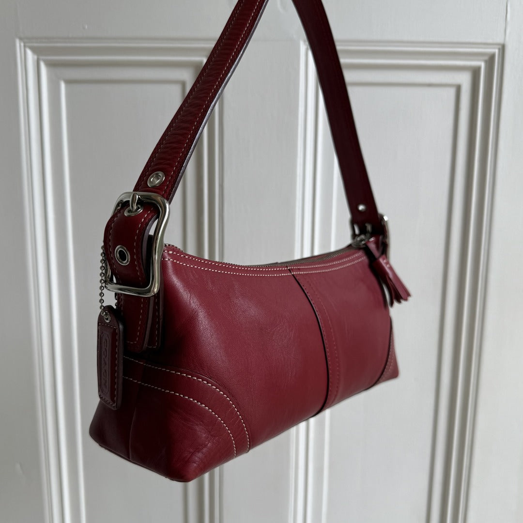 Coach Baguette Red Leather Shoulder Bag