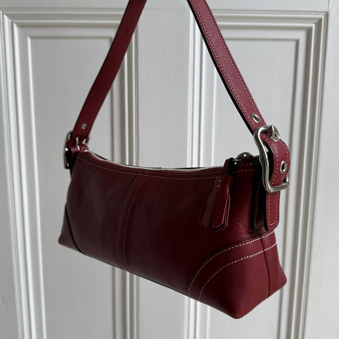 Coach Baguette Red Leather Shoulder Bag