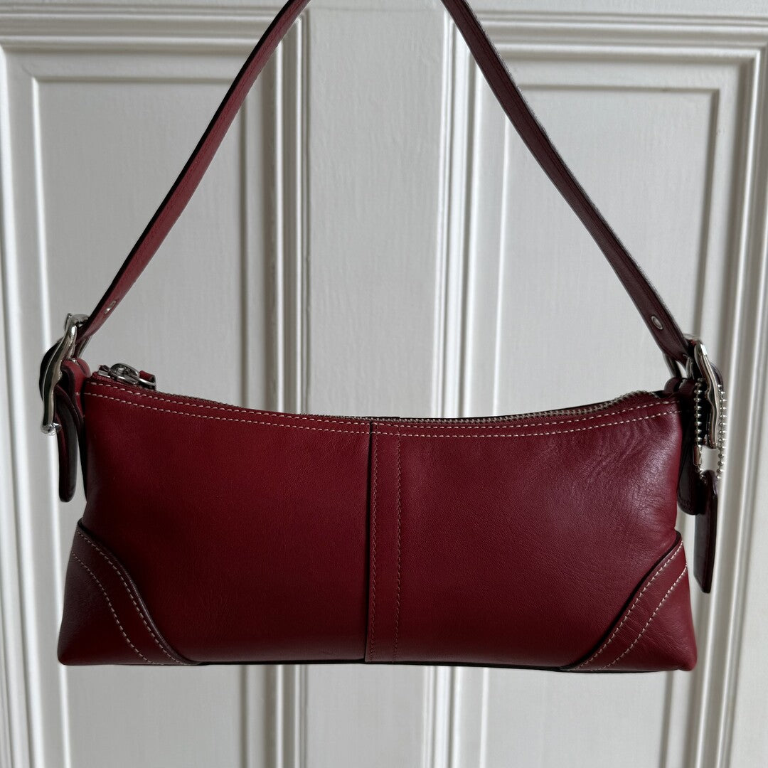 Coach Baguette Red Leather Shoulder Bag
