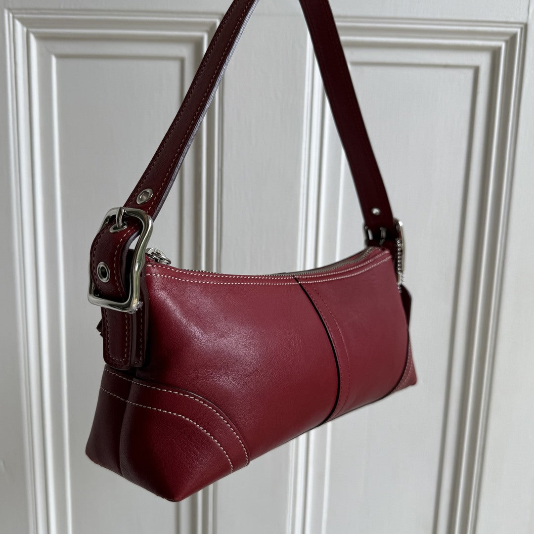 Coach Baguette Red Leather Shoulder Bag