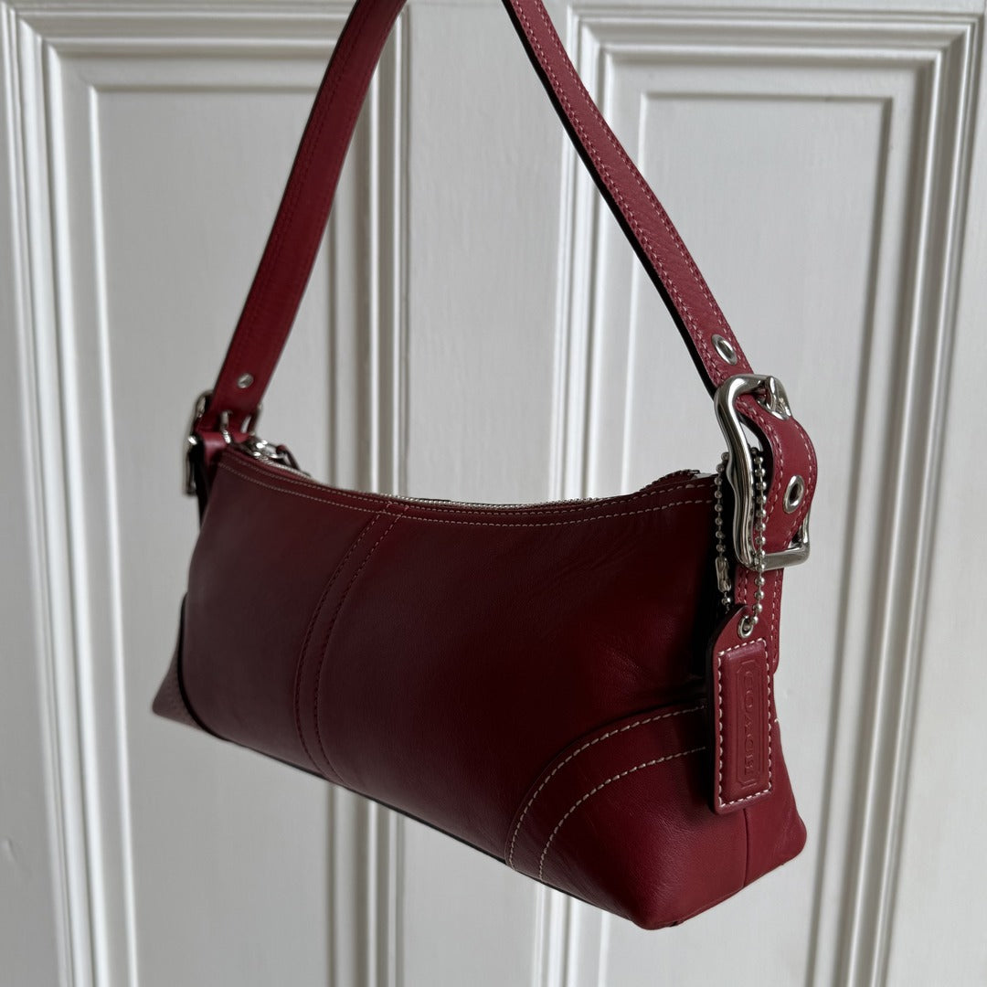 Coach Baguette Red Leather Shoulder Bag