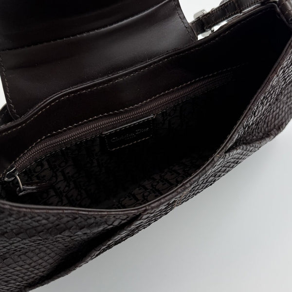 Dior Street Chic Snakeskin Brown Leather Shoulder Bag