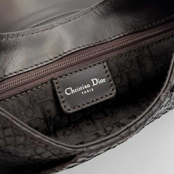 Dior Street Chic Snakeskin Brown Leather Shoulder Bag