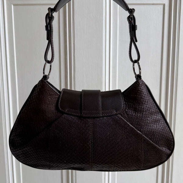 Dior Street Chic Snakeskin Brown Leather Shoulder Bag