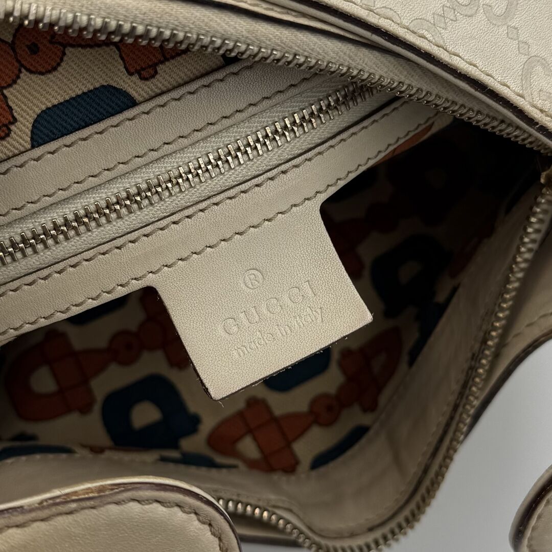 Gucci Guccissima GG Horsebit Cream Shoulder Bag