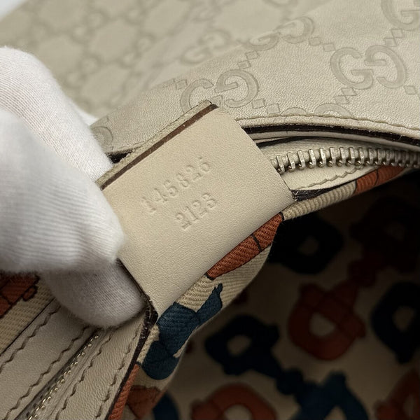 Gucci Guccissima GG Horsebit Cream Shoulder Bag