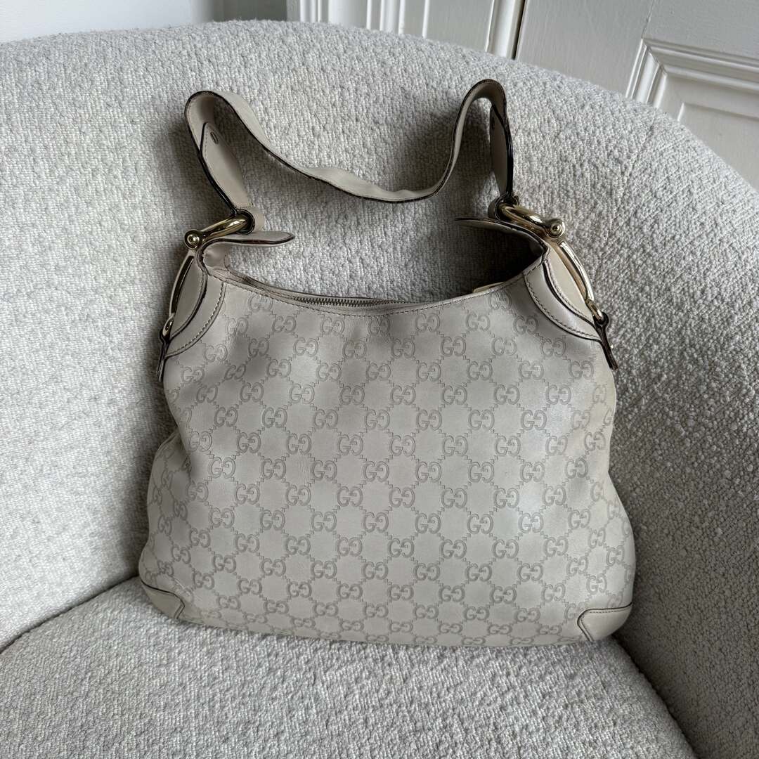 Gucci Guccissima GG Horsebit Cream Shoulder Bag
