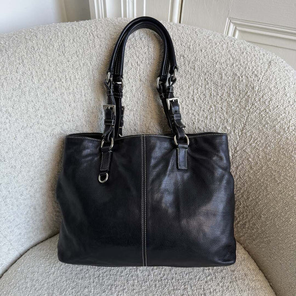2004 Prada Vitello Daino Leather Black Tote Bag