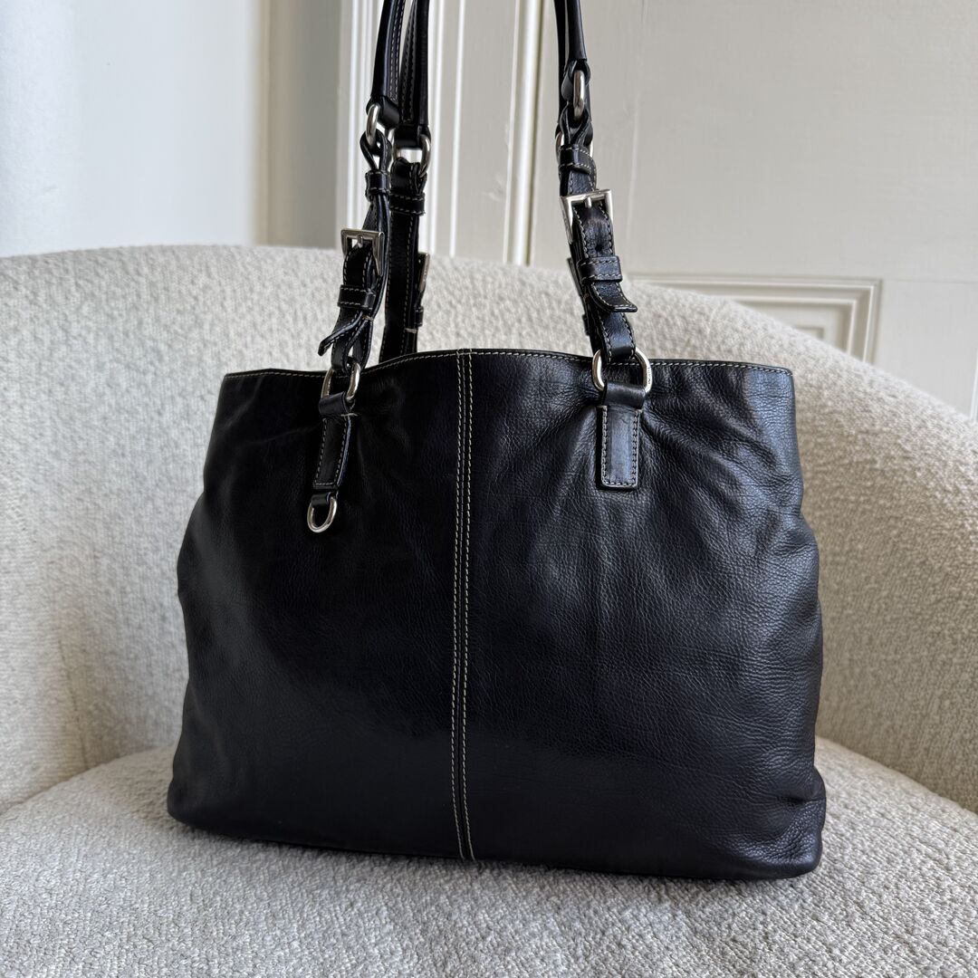 2004 Prada Vitello Daino Leather Black Tote Bag