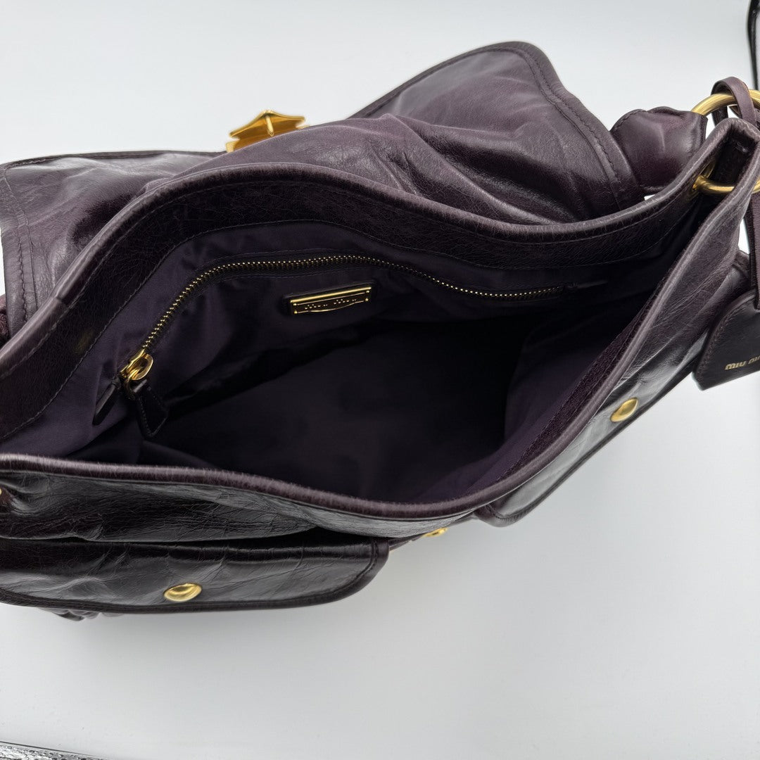 Miu Miu Matelasse Leather Purple Shoulder Bag
