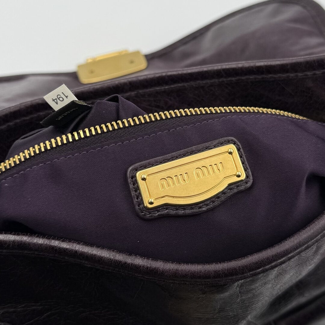 Miu Miu Matelasse Leather Purple Shoulder Bag