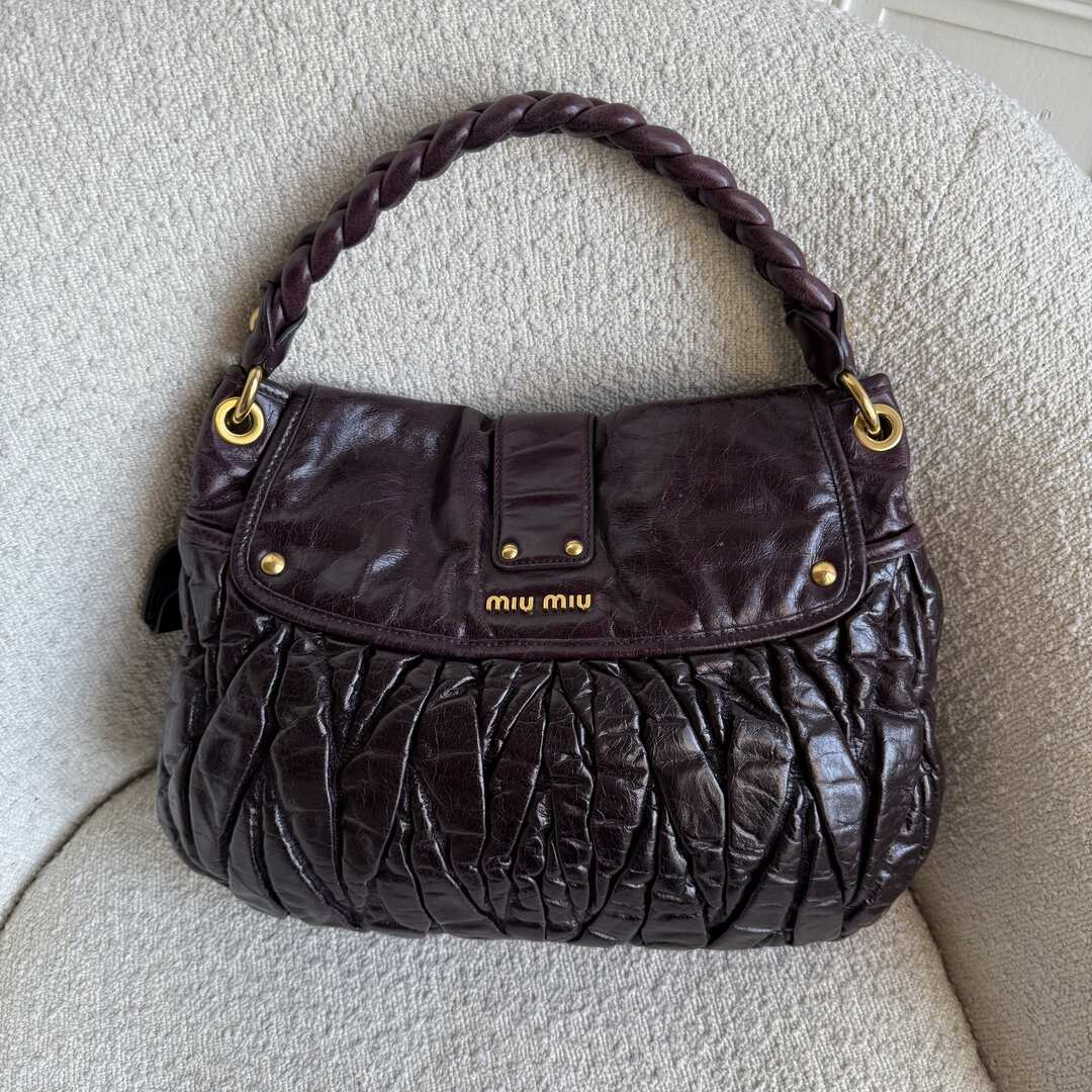 Miu Miu Matelasse Leather Purple Shoulder Bag