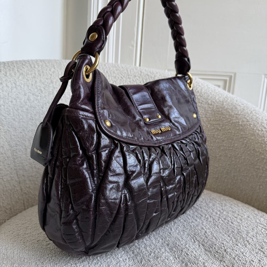 Miu Miu Matelasse Leather Purple Shoulder Bag