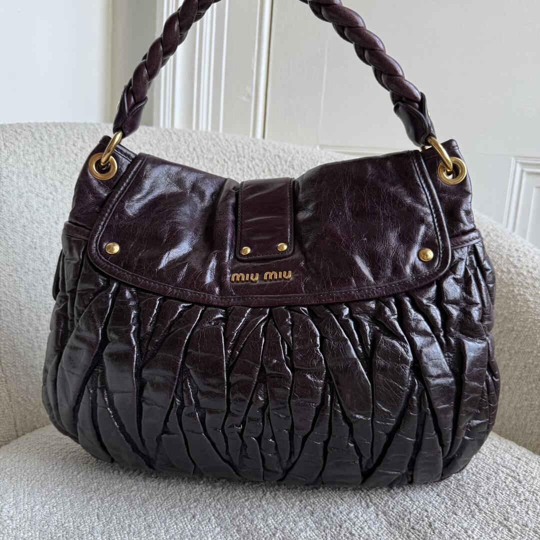 Miu Miu Matelasse Leather Purple Shoulder Bag