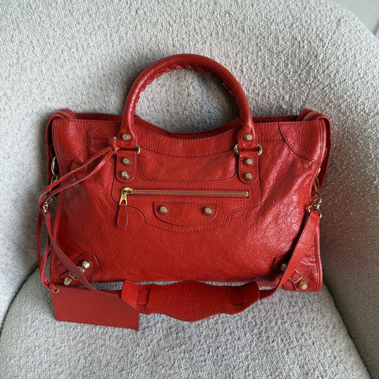 2015 Balenciaga Giant City Leather Red Handbag