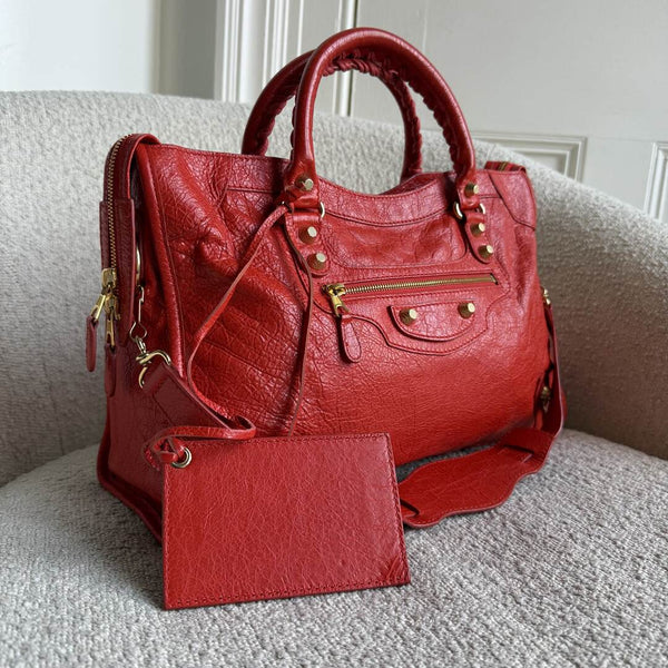 2015 Balenciaga Giant City Leather Red Handbag