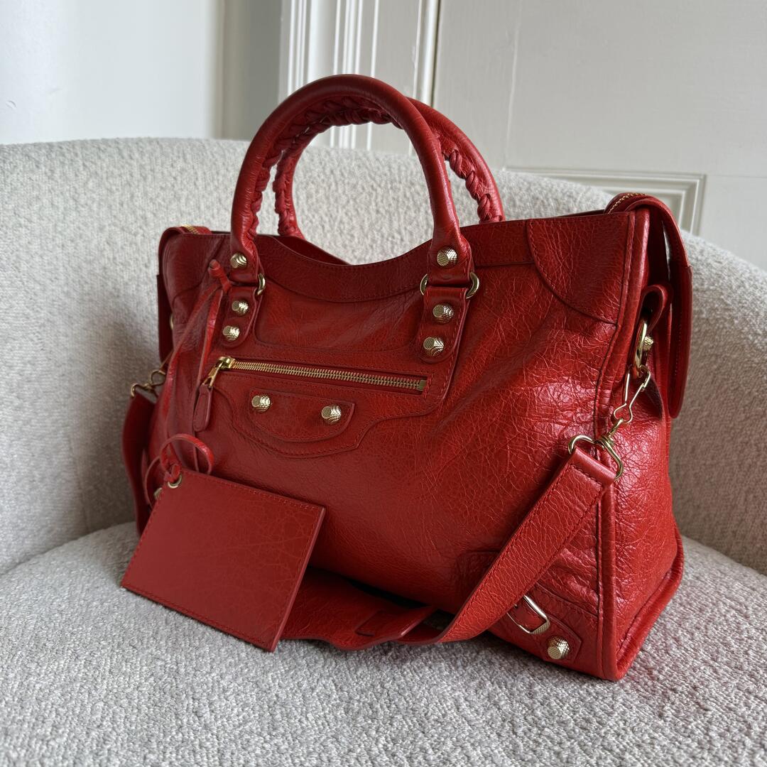 2015 Balenciaga Giant City Leather Red Handbag